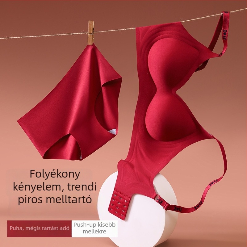 Piros menyasszonyi fehérnemű szett kismellűeknek, tartás és oldalformázás, melltartó 3/4 kosár – 2032