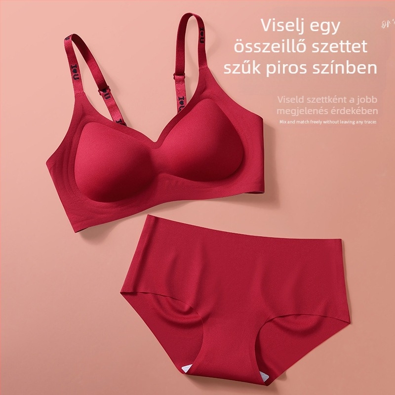 Piros menyasszonyi fehérnemű szett kismellűeknek, tartás és oldalformázás, melltartó 3/4 kosár – 2032