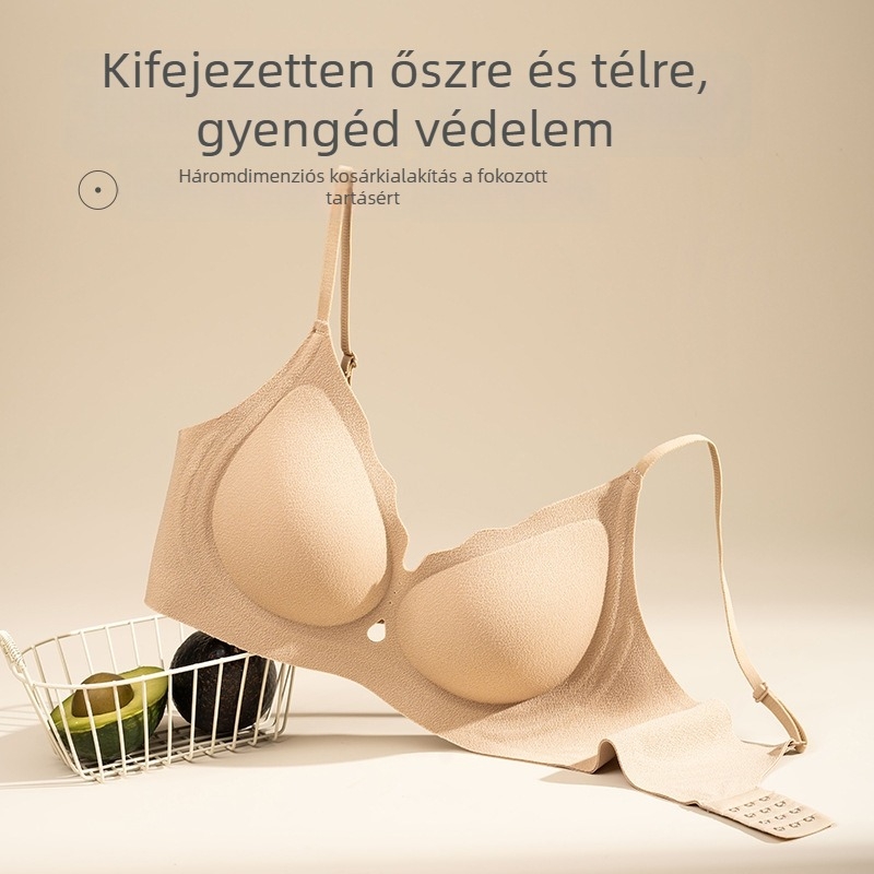 Sima varrás nélküli női melltartó, vezeték nélküli push-up, tartást adó, 3/4 kosár