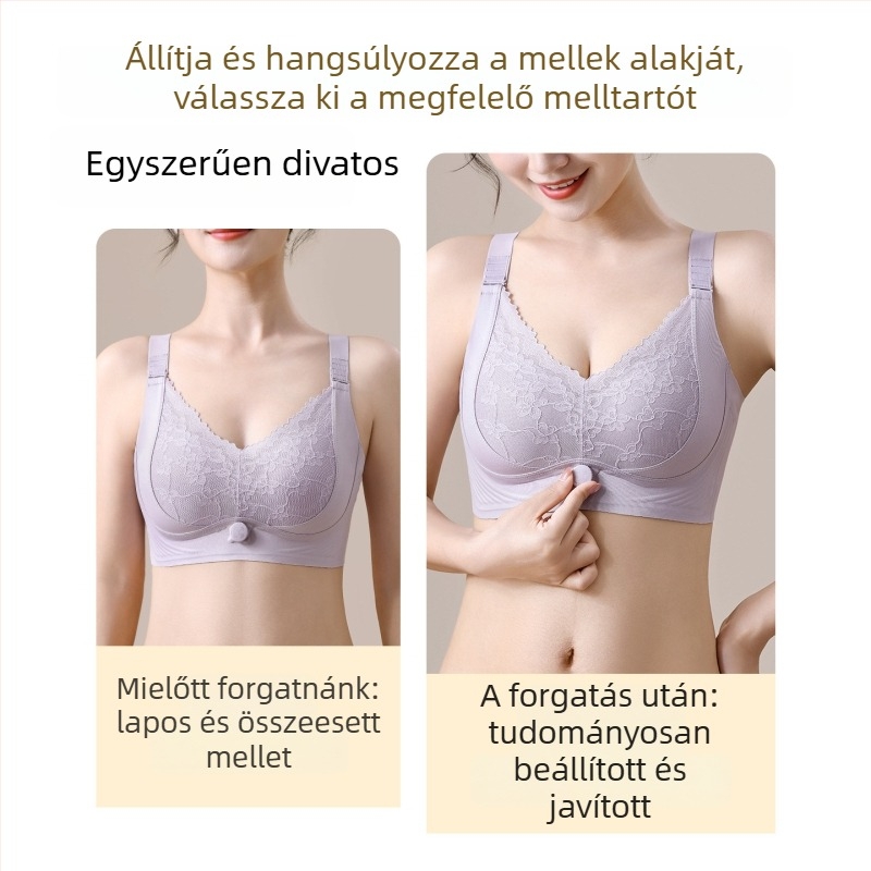 Varratlan csipkés push-up melltartó, 3/4 kosár, latexöntött kosár masszázsdarabokkal, oldalsó összeszorítás a kontúrért és anti-sag