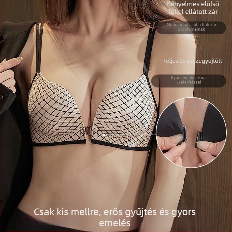 Sima varrás nélküli melltartó készlet elülső zárással kismellűekhez, állítható támogatás és emelés