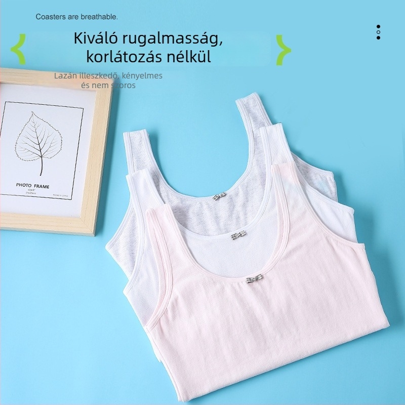 Pamut ujjatlan top lányoknak, könnyű nyári alsónemű 9–13 éveseknek