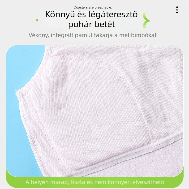 Pamut ujjatlan top lányoknak, könnyű nyári alsónemű 9–13 éveseknek