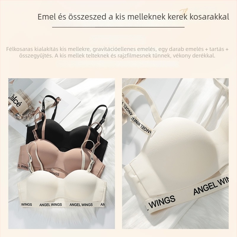 Váll nélküli bandeau melltartó kis méretű mellekhez, ruhaszabású, vezeték nélküli, csúszásmentes, párnázott