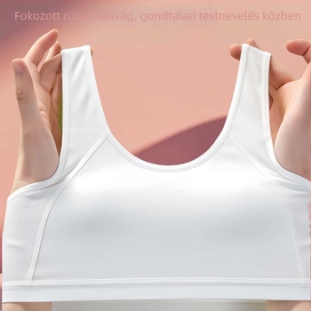 Lányoknak szánt edzőmelltartó, vest-stílusú, rögzített háromszög kosarakkal, lélegző, acélgyűrű nélküli, pamut bélés, fő anyag nylon