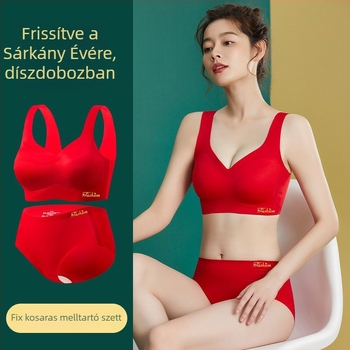 U8166 Női melltartó készlet piros dobozban – varrás nélküli, egységes kosár, teljes fedés, kényelmes fehérnemű nylon-elasztánból