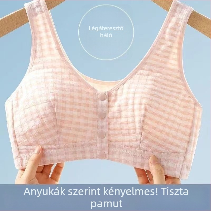 Pamut melltartó, mellény-stílus, elülső csattal, idős nőknek, teljes kosár, vékony formázott kosár