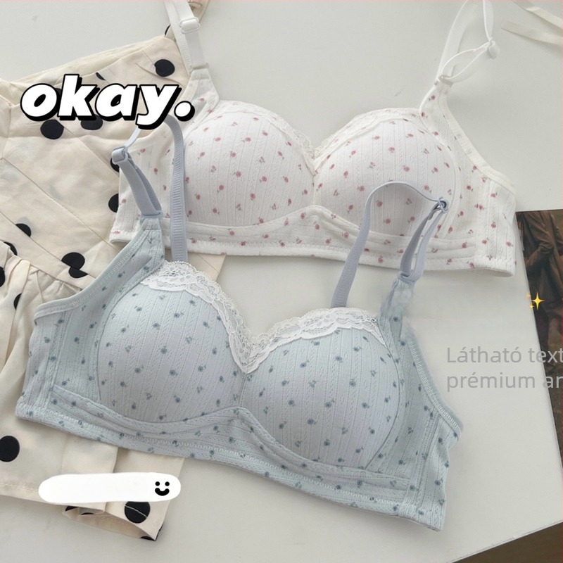 Virágmintás, vezeték nélküli melltartó oldalsó támasztással és anti-sag funkcióval, nylon anyagból, vékony formázott kosarak, levehető dupla vállpántok, hátoldali három sor csattal
