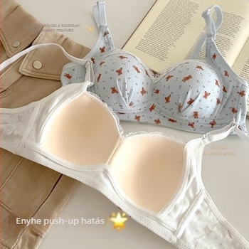 Nylonból készült drót nélküli melltartó mesebeli maci mintával, kis mellű nőknek, támasztó, lélegző