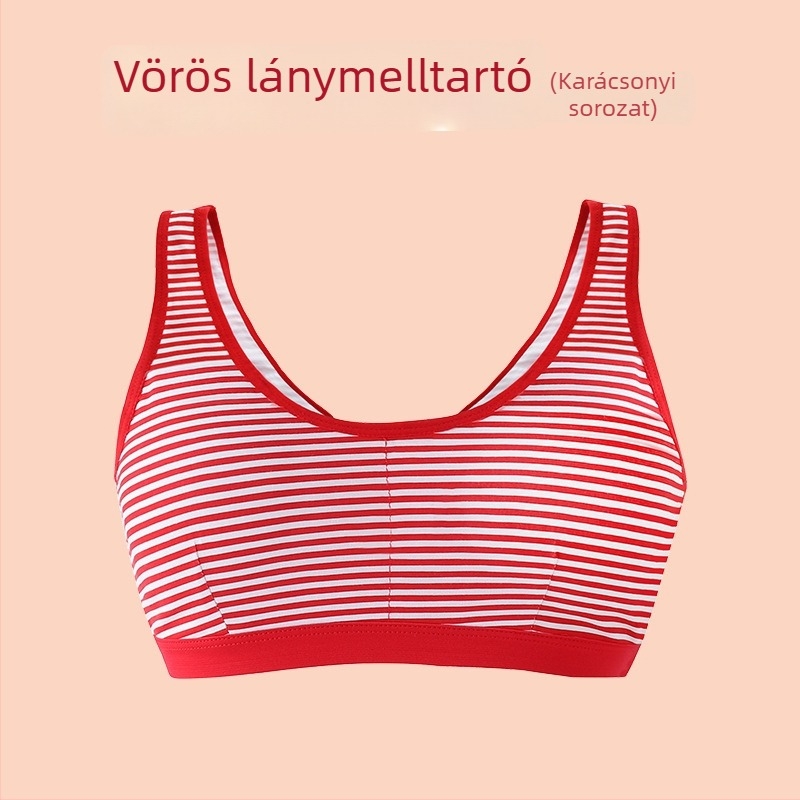 Piros pamut gyerekeknek készített alsónemű – kamizsol-stílusú top, 9–13 éves lányok számára, minimalist stílus