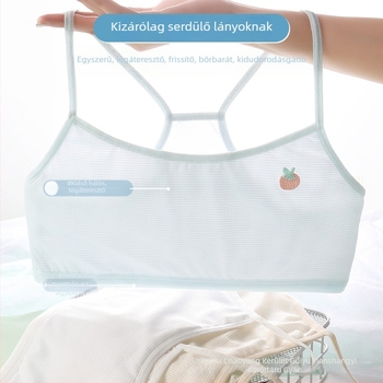 Könnyű, varrás nélküli melltartó lányoknak iskolás korú gyerekek számára, top-stílus, szép hátsó rész, teljes fedés, légáteresztő