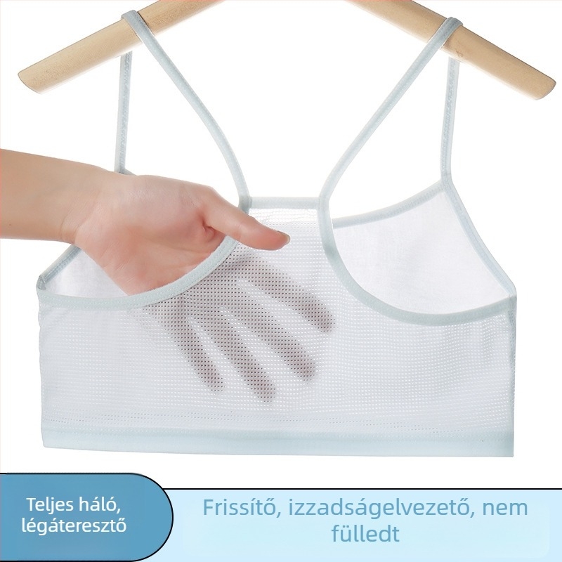 Könnyű, varrás nélküli melltartó lányoknak iskolás korú gyerekek számára, top-stílus, szép hátsó rész, teljes fedés, légáteresztő