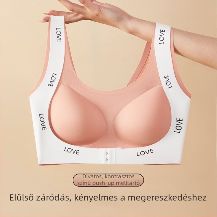 Peach Cartoon vezeték nélküli melltartó kis méretű mellekhez, elülső zárás, kontrasztos színű, varrás nélküli, emelés és tartás