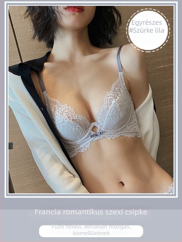 Francia stílusú csipkés melltartó, 3/4 kosár, vékony kosárforma, merevítővel, nylon-spandex anyag, hímzés és masni, fehérnemű készlet