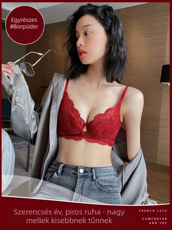 Francia stílusú csipkés melltartó, 3/4 kosár, vékony kosárforma, merevítővel, nylon-spandex anyag, hímzés és masni, fehérnemű készlet