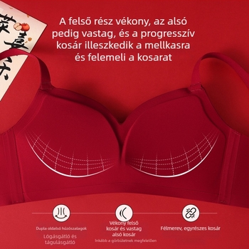 Piros ünnepi esküvői melltartó készlet emelő hatással a feszesség megőrzésére, drót nélküli, díszdobozos csomag, AB kosár