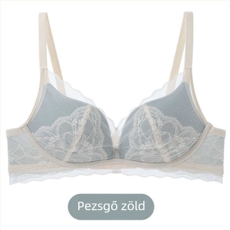 Könnyű hálós csipkés melltartó készlet merevítő nélküli, nőknek, vékony kosár, gyengéd push-up és dekoltázs formázás, nyári szexi fehérnemű
