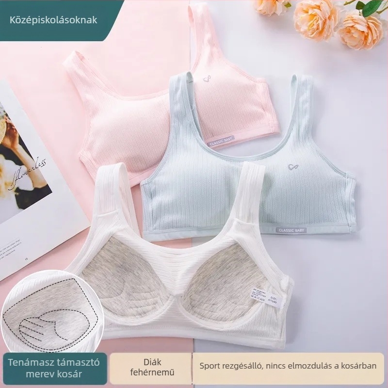 Pamut alsónemű tinédzser lányoknak: váll nélküli melltartó és alsónemű vest-stílusban