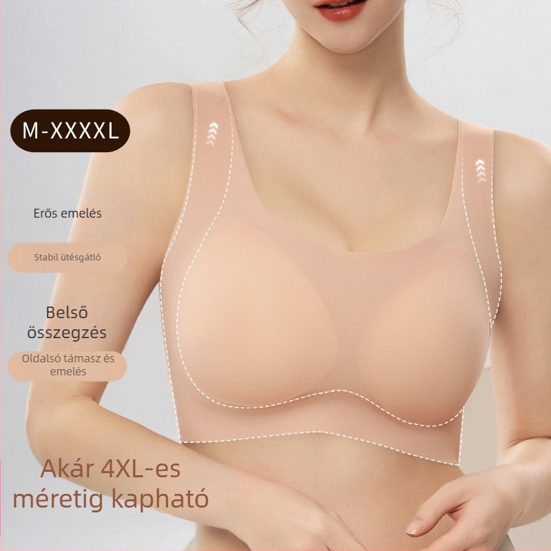 Pluszméretű, varrás nélküli, vezeték nélküli sportmelltartó-vest, kényelmes push-up, optikailag kisebbnek mutatja a nagy melleket