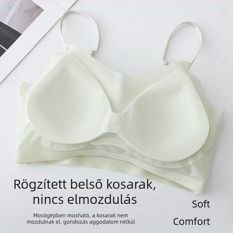 Ultra vékony, merevítő nélküli hátsó formázó melltartó, légáteresztő nylonból, top-stílusú vállpántokkal