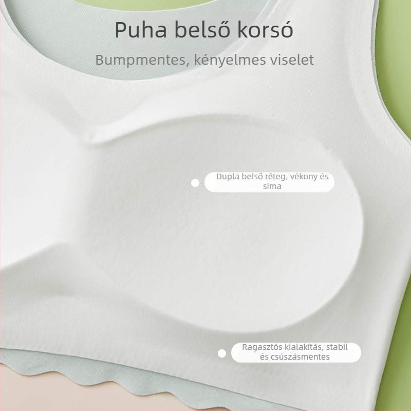 Nylon lányoknak Stage 2 pubertás, teljes kosár, légáteresztő, rögzített dupla vállpánt