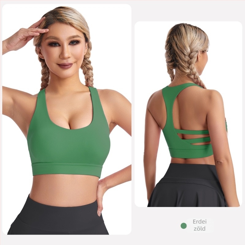Formázott, teljes kosaras sportmelltartó, belső Nylon 75% / Spandex 25%, rögzített dupla vállpántok, jóga és fitnesz