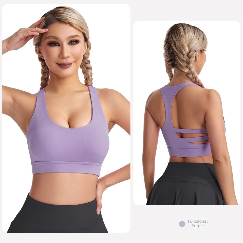 Formázott, teljes kosaras sportmelltartó, belső Nylon 75% / Spandex 25%, rögzített dupla vállpántok, jóga és fitnesz