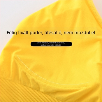 Nylon–spandex sportmelltartó rögzített dupla vállpántokkal, vastag formázott kosárral, teljes kosár, fényes dizájn, jóga top