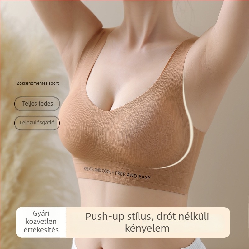 Női seamless sportmelltartó, lélegző jóga ruházat, hátoldali vest-stílusú, push-up, anti-sag, párnázott