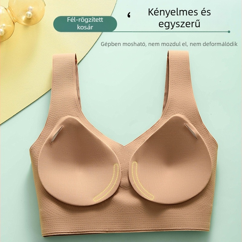 Női seamless sportmelltartó, lélegző jóga ruházat, hátoldali vest-stílusú, push-up, anti-sag, párnázott