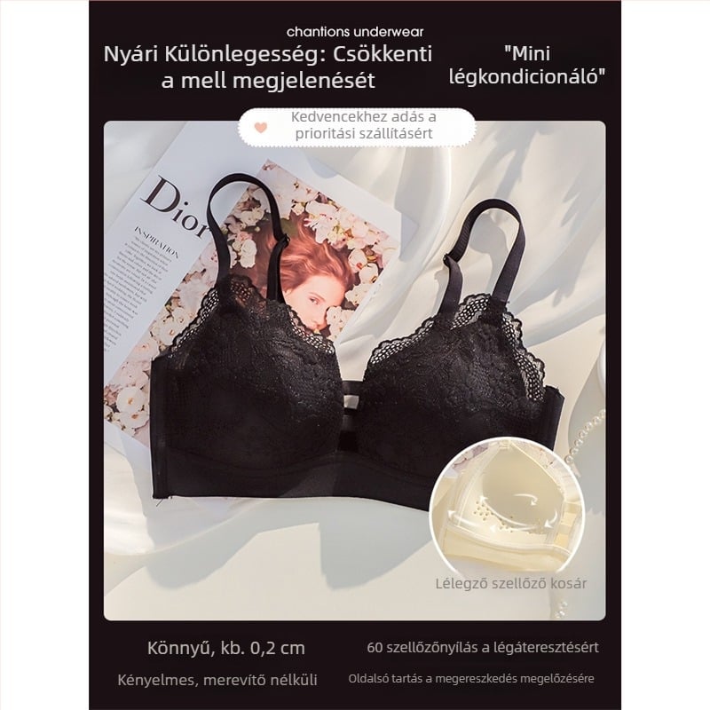 Női nyári vékony melltartó nagy mellhez, minimizáló hatás, oldalsó támasztással, vezeték nélküli, Plus-size melltartó készlet