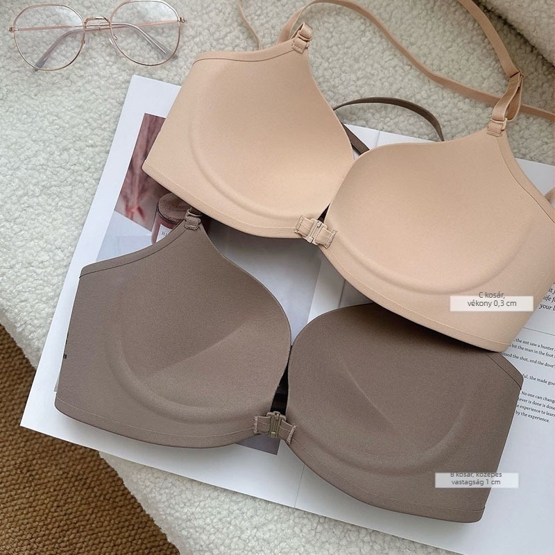 Elölkapcsos melltartó, 3/4 kosár, varrat nélküli és lélegző, Nylon/Poliamid, rögzített dupla pánt