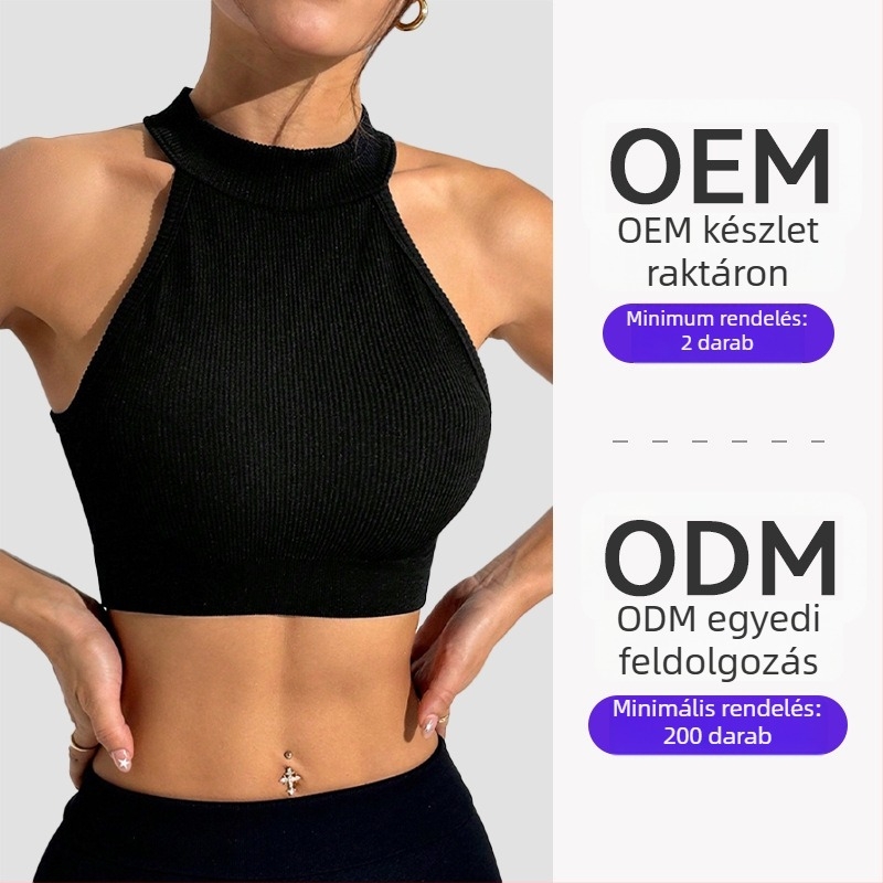 Női varrás nélküli jóga felső integrált melltartóbetéttel, vállrész nélkül, nylon 80%, bélés spandex 80%, futáshoz