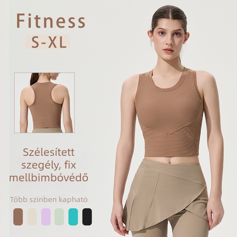 Csillogó sporttop beépített melltartóval jóga, futás és pilates számára