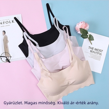 Sima női top-melltartó, 1/2 kosár, nejlon anyag, formázott kosarak: felső vékony és alsó vastag, fix dupla vállpántok