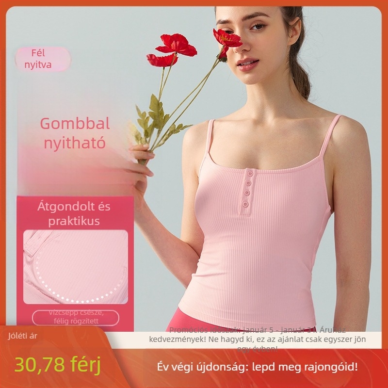 Női jóga top mellkas párnázással, lélegző, szorosan illeszkedő, 78% nylon, 22% spandex, tavasz–nyár 2024