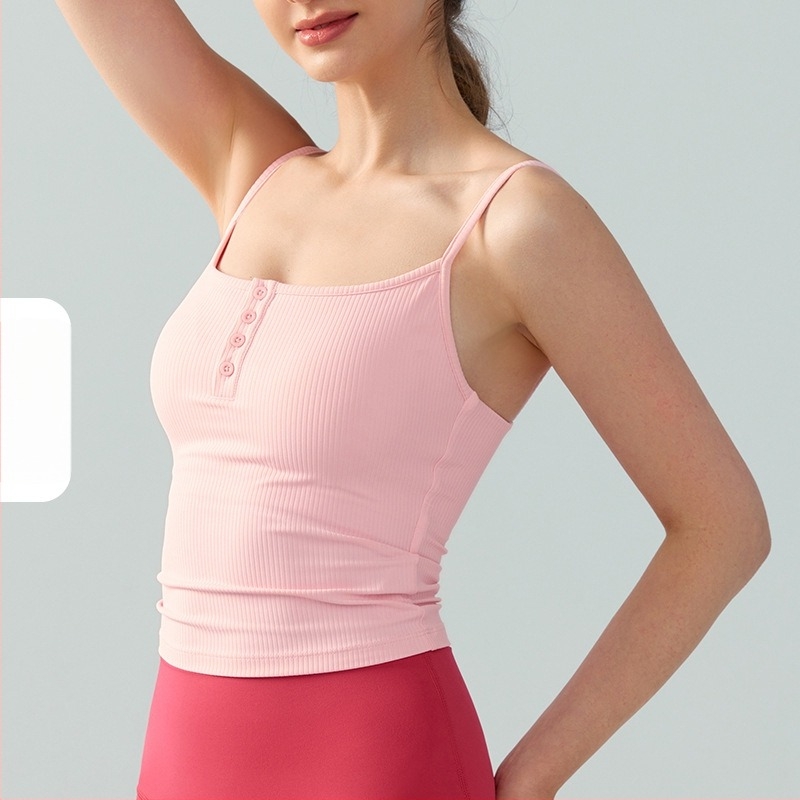 Női jóga top mellkas párnázással, lélegző, szorosan illeszkedő, 78% nylon, 22% spandex, tavasz–nyár 2024