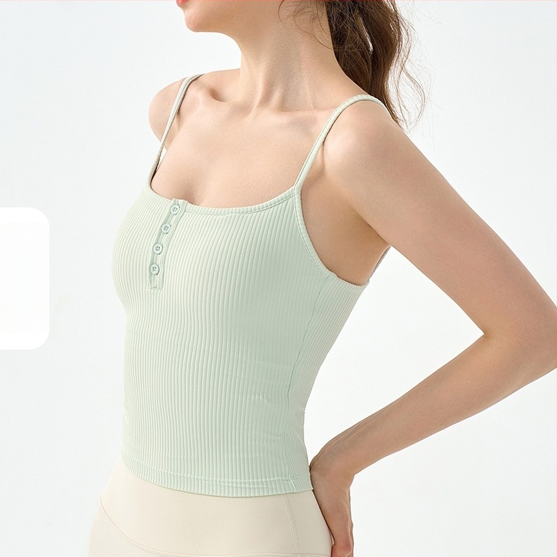 Női jóga top mellkas párnázással, lélegző, szorosan illeszkedő, 78% nylon, 22% spandex, tavasz–nyár 2024