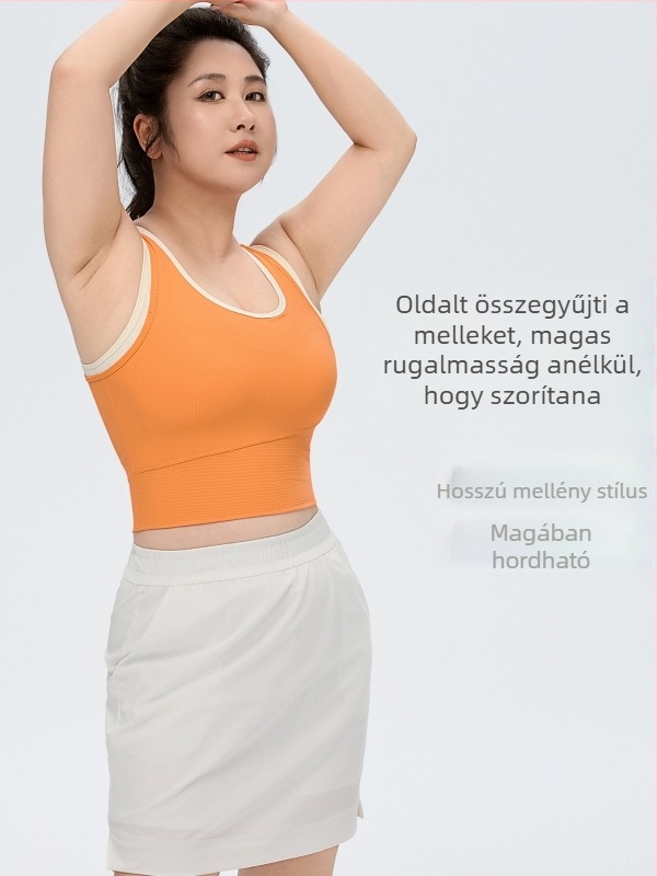 Jóga sportmelltartó rögzített melltartó párnával, légáteresztő, vékony formázott kosarak, hátul négy sor kapcsokkal