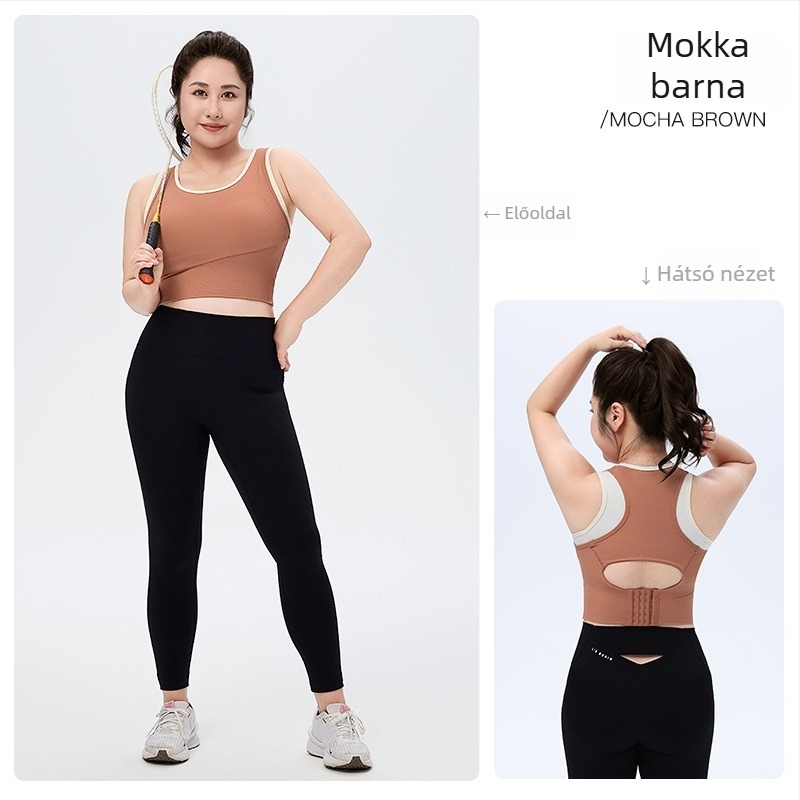 Jóga sportmelltartó rögzített melltartó párnával, légáteresztő, vékony formázott kosarak, hátul négy sor kapcsokkal