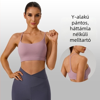 Jóga melltartó Y-alakú hátsó pántokkal, párnázott, nude érzet, push-up, futáshoz és edzéshez