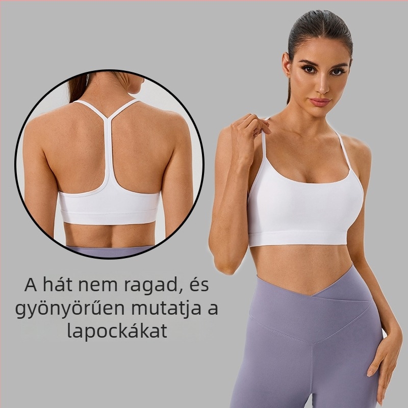 Jóga melltartó Y-alakú hátsó pántokkal, párnázott, nude érzet, push-up, futáshoz és edzéshez