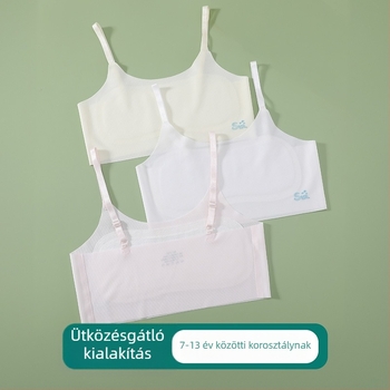 Lányoknak készült kamiszol-büst fejlődési szakaszhoz, 8–14 éveseknek, vékony anyagú nylon/elastán, U-nyakú kivágás, bélés viszkóz/selyem/elastán