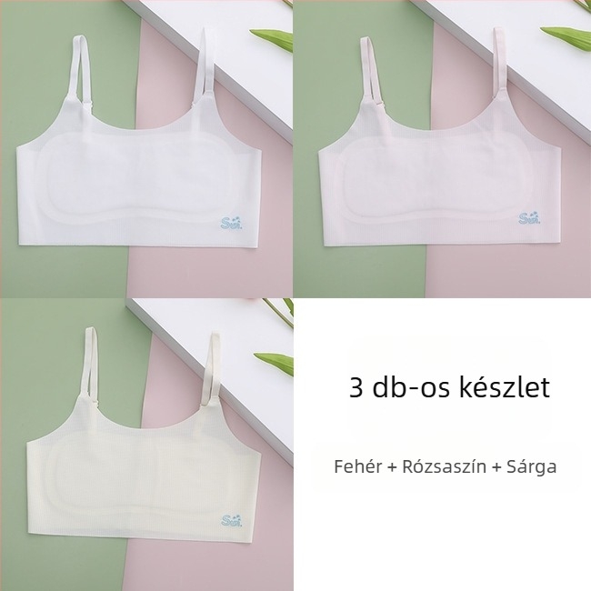 Lányoknak készült kamiszol-büst fejlődési szakaszhoz, 8–14 éveseknek, vékony anyagú nylon/elastán, U-nyakú kivágás, bélés viszkóz/selyem/elastán