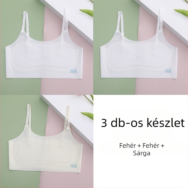 Lányoknak készült kamiszol-büst fejlődési szakaszhoz, 8–14 éveseknek, vékony anyagú nylon/elastán, U-nyakú kivágás, bélés viszkóz/selyem/elastán