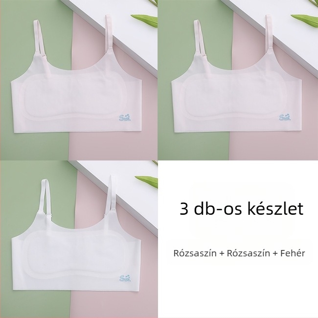 Lányoknak készült kamiszol-büst fejlődési szakaszhoz, 8–14 éveseknek, vékony anyagú nylon/elastán, U-nyakú kivágás, bélés viszkóz/selyem/elastán