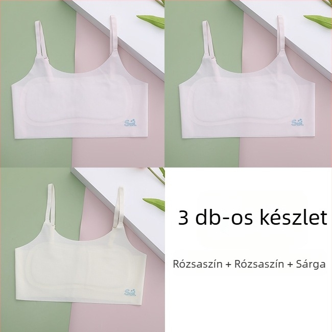 Lányoknak készült kamiszol-büst fejlődési szakaszhoz, 8–14 éveseknek, vékony anyagú nylon/elastán, U-nyakú kivágás, bélés viszkóz/selyem/elastán