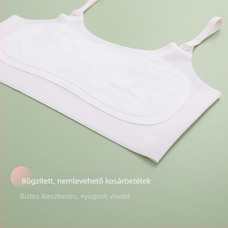 Lányoknak készült kamiszol-büst fejlődési szakaszhoz, 8–14 éveseknek, vékony anyagú nylon/elastán, U-nyakú kivágás, bélés viszkóz/selyem/elastán