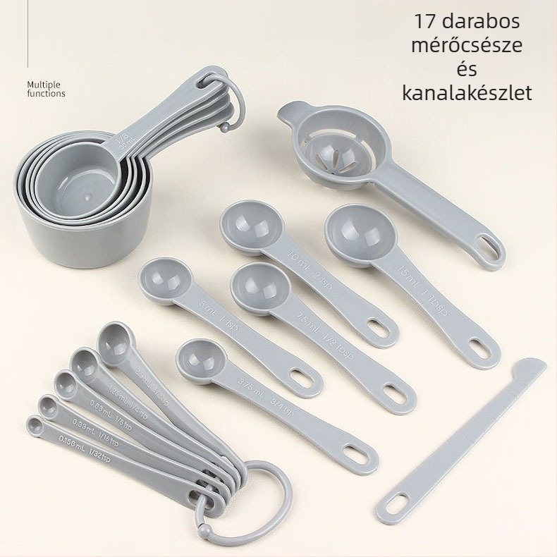 Kaiqi sütéshez mérőpohár és mérőkanál készlet, 17 darab, tojásfehérje szeparátorral