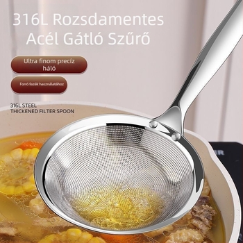 304 rozsdamentes acél konyhai habszűrő kanál rozsdamentes fogantyúval — magas hőállóság